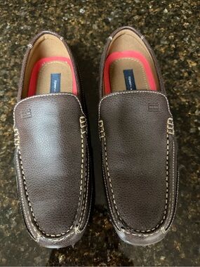 Tommy Hilfiger Men's Dark Brown Leather Slip-On Loafers